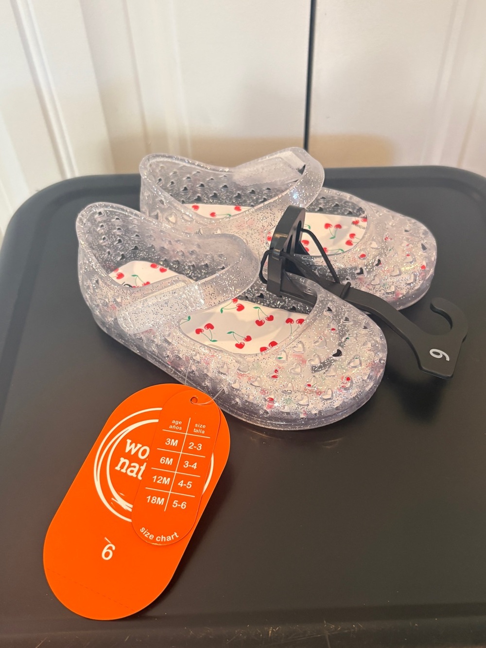Wonder nation clear jelly flats size 6